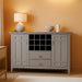 Fog Grey Solid Wood Transitional Sideboard Buffet and Wine Rack