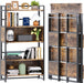 No Assembly 5 Tiers Folding Bookshelf 56.14''H Extra Storage,Rustic Brown