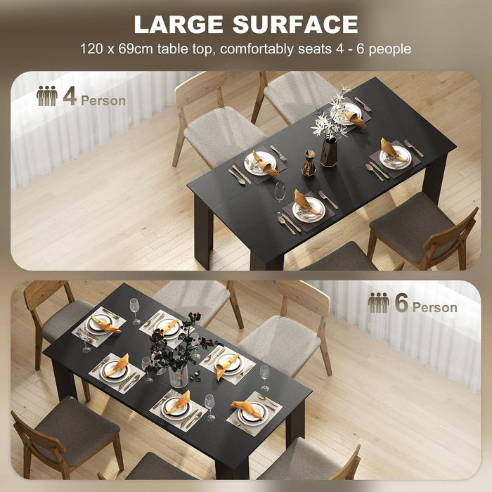 Dining Table for 4-6, 63" Rectangular Kitchen Table, Black