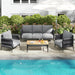 Outdoor Patio Furniture Set 6-Piece, Outdoor 5-Seat Sofa with Coffee Table, Waterproof Thick Cushion Patio Conversation Set, All Weather Outdoor Couch Set for Deck, Lawn, Balcony, Porch