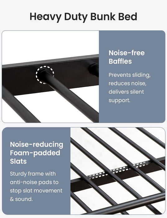 FullXL QueenSize BunkBed Trundle HeavyDuty NoBoxSpring Black
