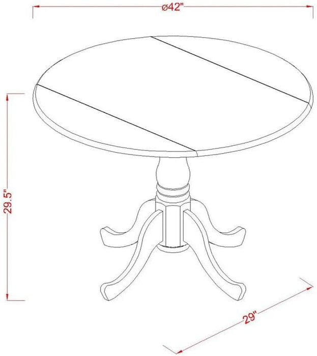 DLT-OAK-TP Dublin Dining Room Table - a round Kitchen Table Top with Dropleaf & Pedestal Base, 42X42 Inch, Oak