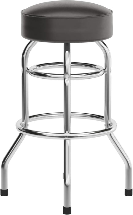 Bruno 2 Pack Double Ring Chrome Barstool with Dark Brown Seat