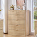 Farmhouse Fluted 6 Drawers Dresser for Bedroom, 42" Tall Modern Chest of Drawers with Curved Profile Design & Metal Handle,Natural Wood Drawer Organizer for Bedroom