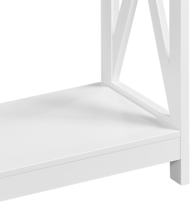 Yaheetech Console Table with Power Outlets, 40 Inches Entryway Table with Charging Station, Wood Sofa Table with Storage Shelves, Side Table, for Hallway, Bedroom, Living Room, Foyer, White