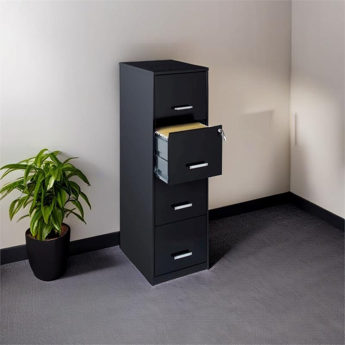 Black Metal Letter File Cabinet, 18" Deep, 4 Drawers