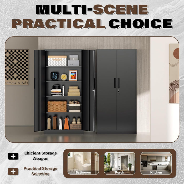 72 Inches HeavyDuty Metal Storage Lockable Cabinet
