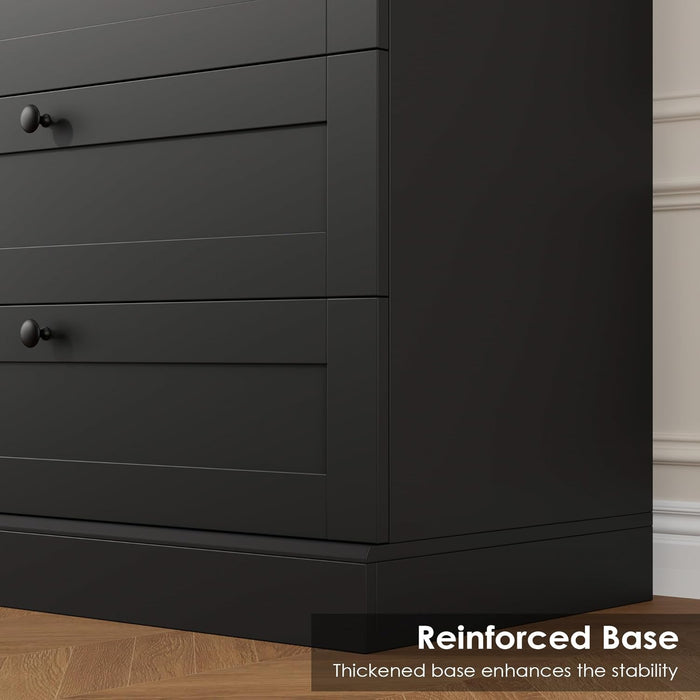 6 Drawer Dresser for Bedroom, 52" Tall Dresser & Chest of Drawers, 29" W Wood Drawer Chest, Modern Vertical Storage Cabinet for Living Room, Entryway, Hallway, Black