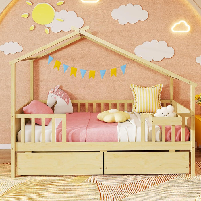Montessori Twin House Bed With UnderbedStorage Deluxe