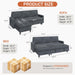 Dark Grey Corduroy Sleeper Sofa With HiddenStorage