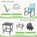 3 Piece Rocking Bistro Set, Outdoor Furniture with Rocker Chairs and Glass Coffee Table Set of 3, Balcony, Porch Furniture for Small Space, Blue