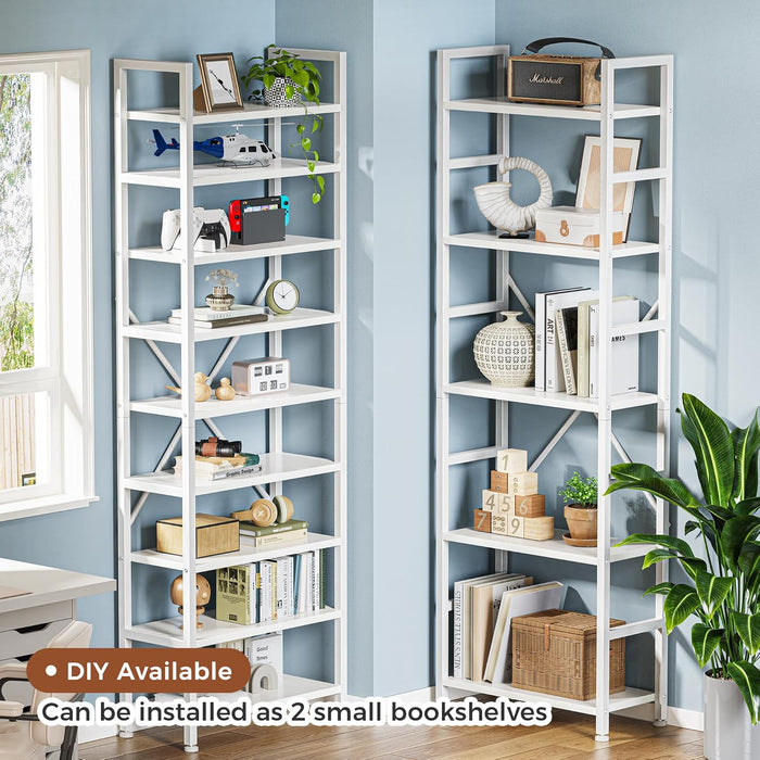 Triple 5 Tier Bookshelf, Bookcase with 14 Open Display Shelves, Wide Book Shelf Book Case for Home & Office, White