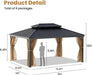 TwelveBySixteen Ft PremiumDoubleRoof Gazebo Dark Gray
