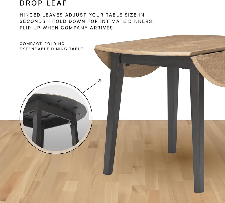 Shullden Casual round Dining Small Drop Leaf Table, Seats up to 4, Gray