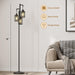 70" Industrial Floor Lamp, Stepless Dimmable Standing Lamp with 3 Bulbs, Farmhouse Corner Standing Tree Lamp for Living Room, Tall Lamps for Bedroom, Office, Study Room, Dining Room, Black