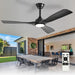 52 Inch Black Ceiling Fan With DimmableIntegratedLight