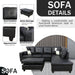 Black L-Shaped 3-Piece Faux Leather Sofa with Storage Ottoman Set, Sectional Couch Leather-Like Sofa Set for Living Room, Office, Small Space