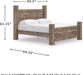 Signature Design by Ashley Keithland King Size Bed Frame with Poster Headboard, Traditional Bedframe in Wood with Hickory Grain Look, Bedroom Furniture, Deep Brown