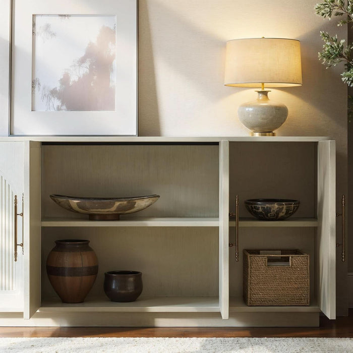 67IN White Fluted Sideboard Buffet Cabinet with Storage