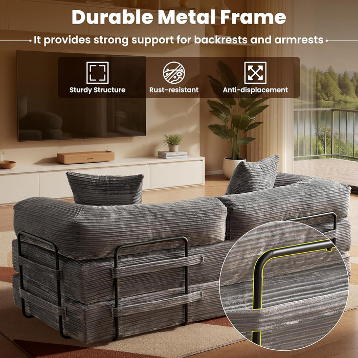 Grey Corduroy 81 Inch Ultracomfort Foldable SofaBed