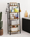 Ladder Shelf, Bookshelf, Freestanding Corner Storage Shelf | Bookcase with 2 Hooks for Office, Living Room, Kitchen, Bedroom, Industrial, 11.8"D X 23.6"W X 63"H, Rustic Brown BC19301B