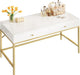 White and Gold Vanity Desk with Drawers, 47 Inch Computer Desk