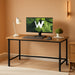Computer Desk, Gaming Desk, Home Office Desk, for Small Spaces, 19.7 X 39.4 X 29.5 Inches, Industrial Style, Metal Frame, Hazelnut Brown and Black ULWD041B03V1