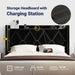 Queen Bed Frame with Storage Headboard & Smart Charging Station