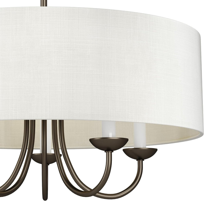 Five Light Chandelier Fixture White Textured Bronze