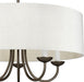 Five Light Chandelier Fixture White Textured Bronze