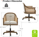 Rattan Desk Chair, Vintage Upholstered Home Office Chair, Ivory