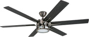 Ceiling Fans Kaliza Modern 56 Inch Ceiling Fan with Light, Remote Control Fan, LED Indoor Fan with 6 Blades, Black Pine and Pewter Blade Finish Options, Matte Nickel (51626-01)