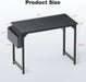 Computer Small Office Desk 40 Inch Writing Study Work with Storage Bag, Headphone Hooks, Home Simple Modern Wood Kids Student Table - Black