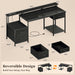 55" Computer Desk with File Drawer, Printer Space, Dark Black