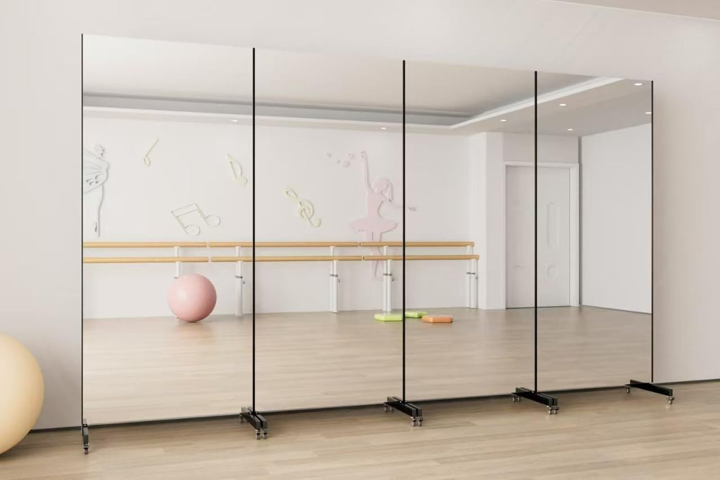 71" X 31" Oversized Mirror on Wheels Black Glassless 360°Huge Dancing Rolling Dance Studio Full Length Standing for Home Gym Workout Large (Black Rolling Mirror 71" X 31", Large)