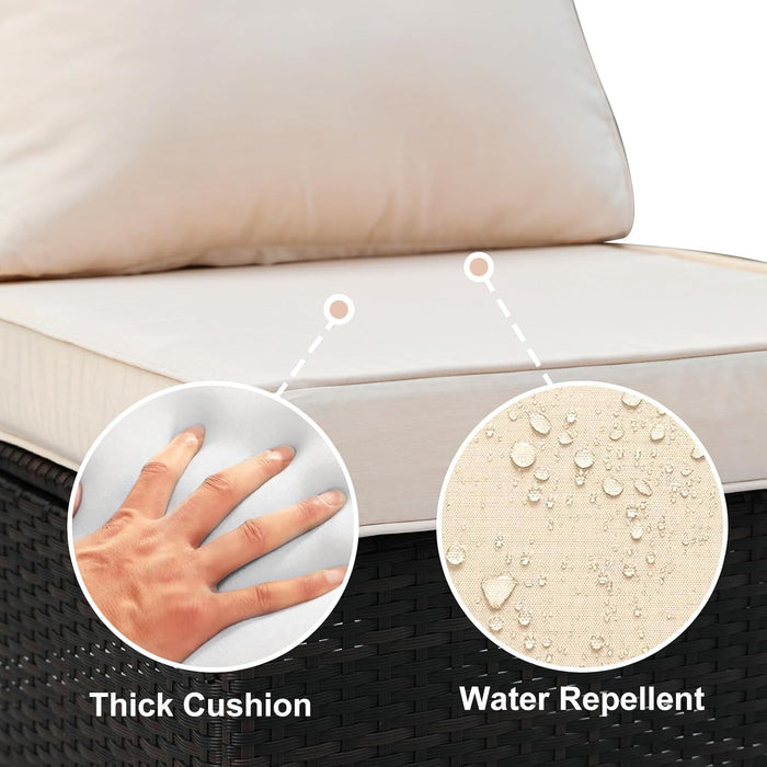 8 Pieces Wicker Patio Furniture Set with Fire Pit Table (Brown/Beige), Perfect for Outdoor, Deck, Garden, Poolside, Includes Splashproof Anti-Slip Cushions and 2 Pillows