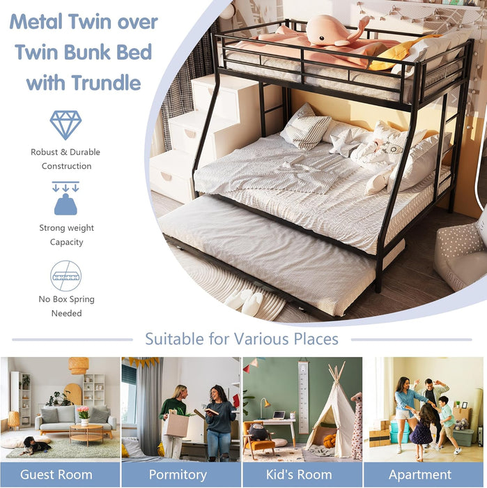 Twin Over Full Bunk Bedframe With DetachableTrundle