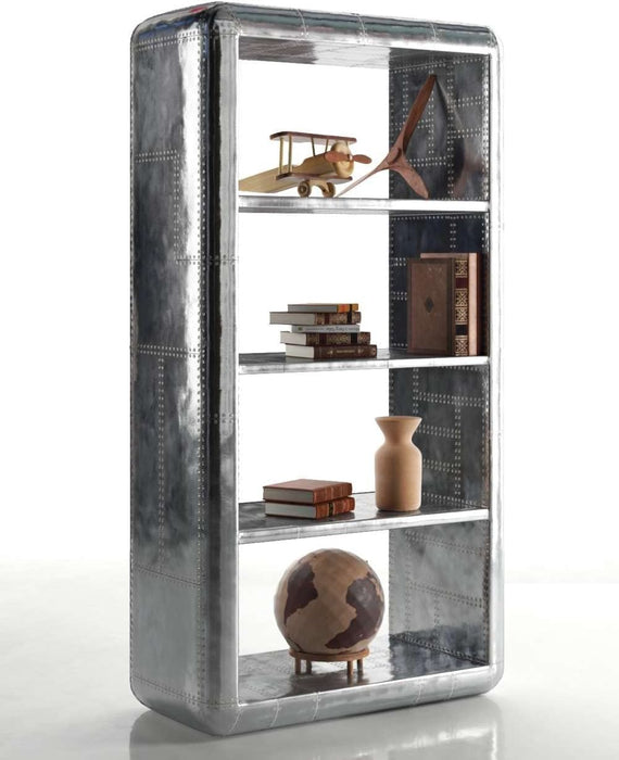 Aluminum Aviator Industrial Metal Bookcase - Silver Home Office Furniture