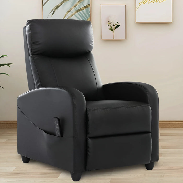 Recliner Chair Single Sofa PU Leather Padded Seat with Massage,Black