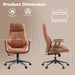 Ergonomic Home Office Chair, Mid-Century Modern Leather Chair with Lumbar Support, High Back Swivel Rolling Executive Chair, Comfy Task Computer Desk Chair (Brown, Suede Leather)