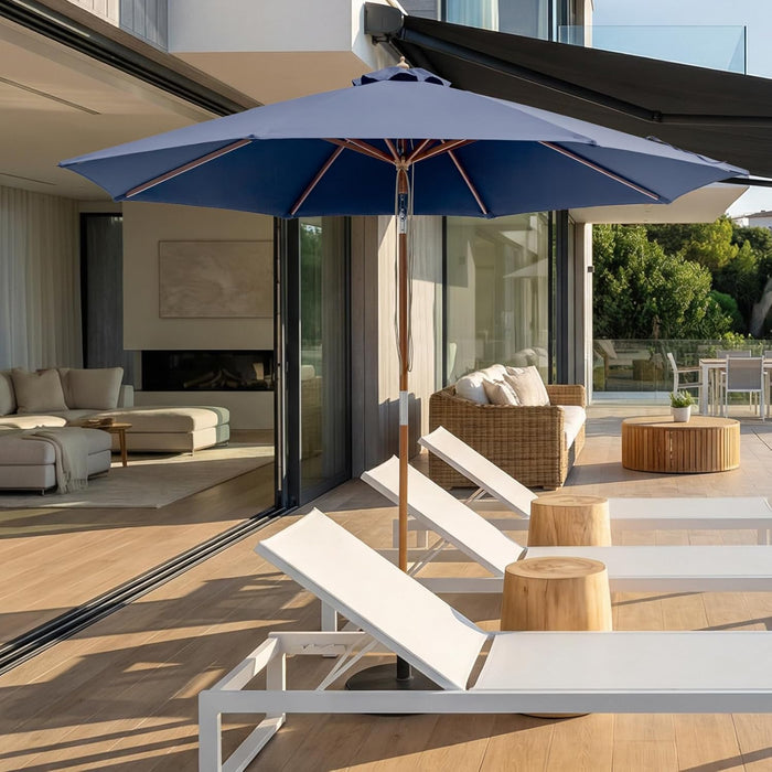 9FT/10FT Bamboo Patio Umbrella, UPF50+ Outdoor Table Umbrella