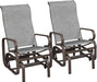 Outdoor Patio Glider, Rocking Lounge Chair with Sling Fabric and Steel Construction for Porch Patio Balcony Set of 2