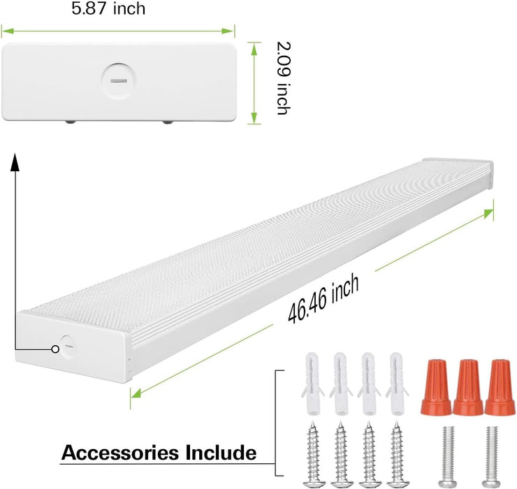 4 Pack 4FT LED Wraparound Light with 3 Wattages/3 Lumens/3 CCT Selectable, 55W/65W/75W, 5500Lm/6500Lm/7500Lm, 3000K/4000K/5000K 4 Foot LED Wrap Light Fixture, Flush Mount Office Ceiling Light, ETL