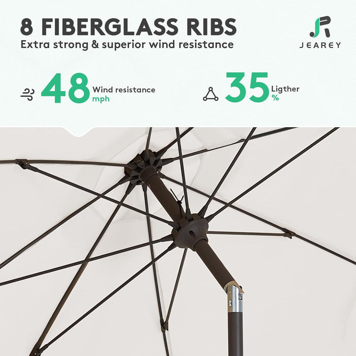 9FT Outdoor Patio Umbrella,Market Table Umbrella with 8 Fiberglass Ribs, Pool Umbrella with Tilt and Crank, UV Protection Lightweight & Wind-Resistant for Lawn, Garden, Deck and Backyard, Cream White