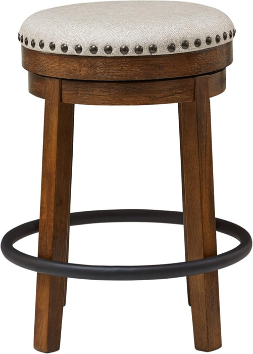 Valebeck 24" Counter Height Upholstered Swivel Stool, Brown & Black