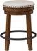 Valebeck 24" Counter Height Upholstered Swivel Stool, Brown & Black