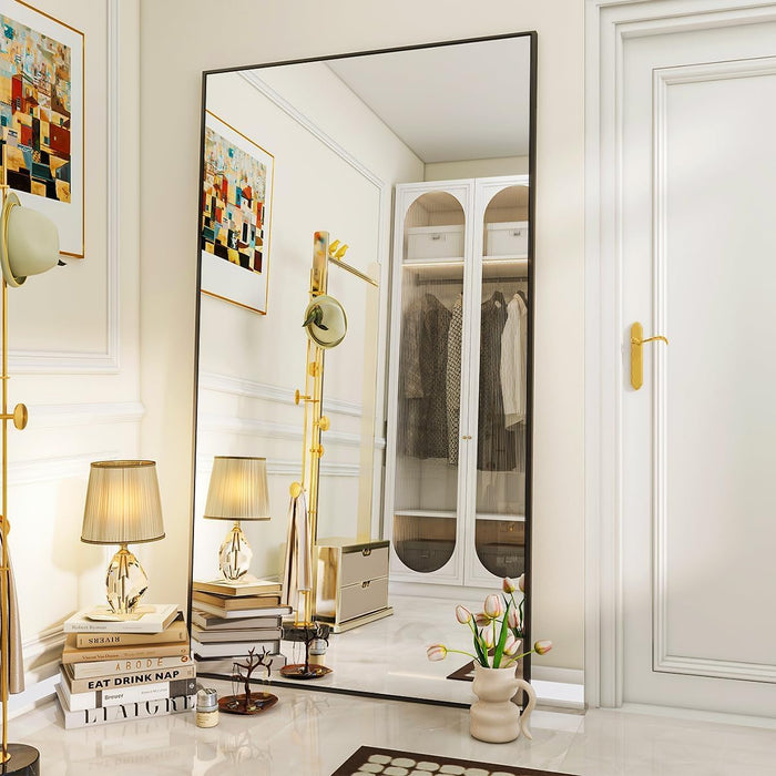 Large Full Length Mirror 78" X 35" - Shatterproof Huge Floor Full Body Mirror with Metal Frame, Freestanding, Wall Mounted, or Wall Leaning for Bedroom, Living Room, Dressing Room, Black