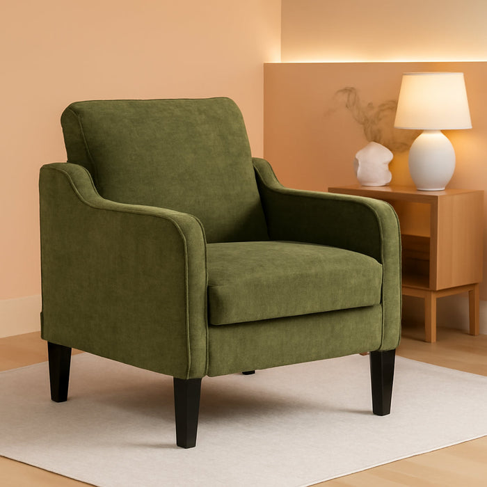 Accent Chair for Living Room Chairs Olive Green Reading Chair for Bedroom Scooped Arm Chair Mid Century Modern Accent Chairs Upholstered Comfy Chair for Apartment, Waiting Room