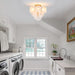 Modern Flush Mount Glass Ceiling Light, Gold Hallway Lights Vintage Chandelier, 4-Light Unique Light Fixture for Bedroom Entryway Loft Kitchen Laundry Bathroom Farmhouse
