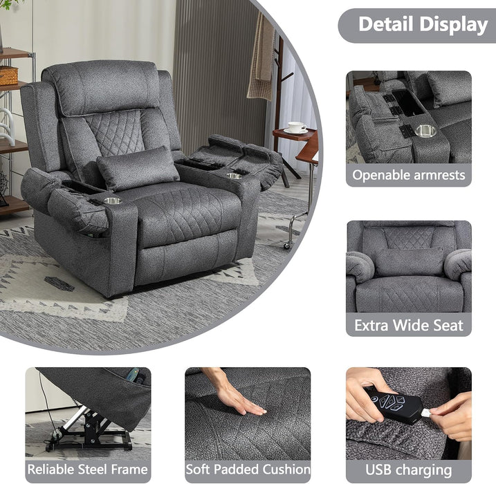Big Man Power Lay Flat Lift Recliner Chair,Grey